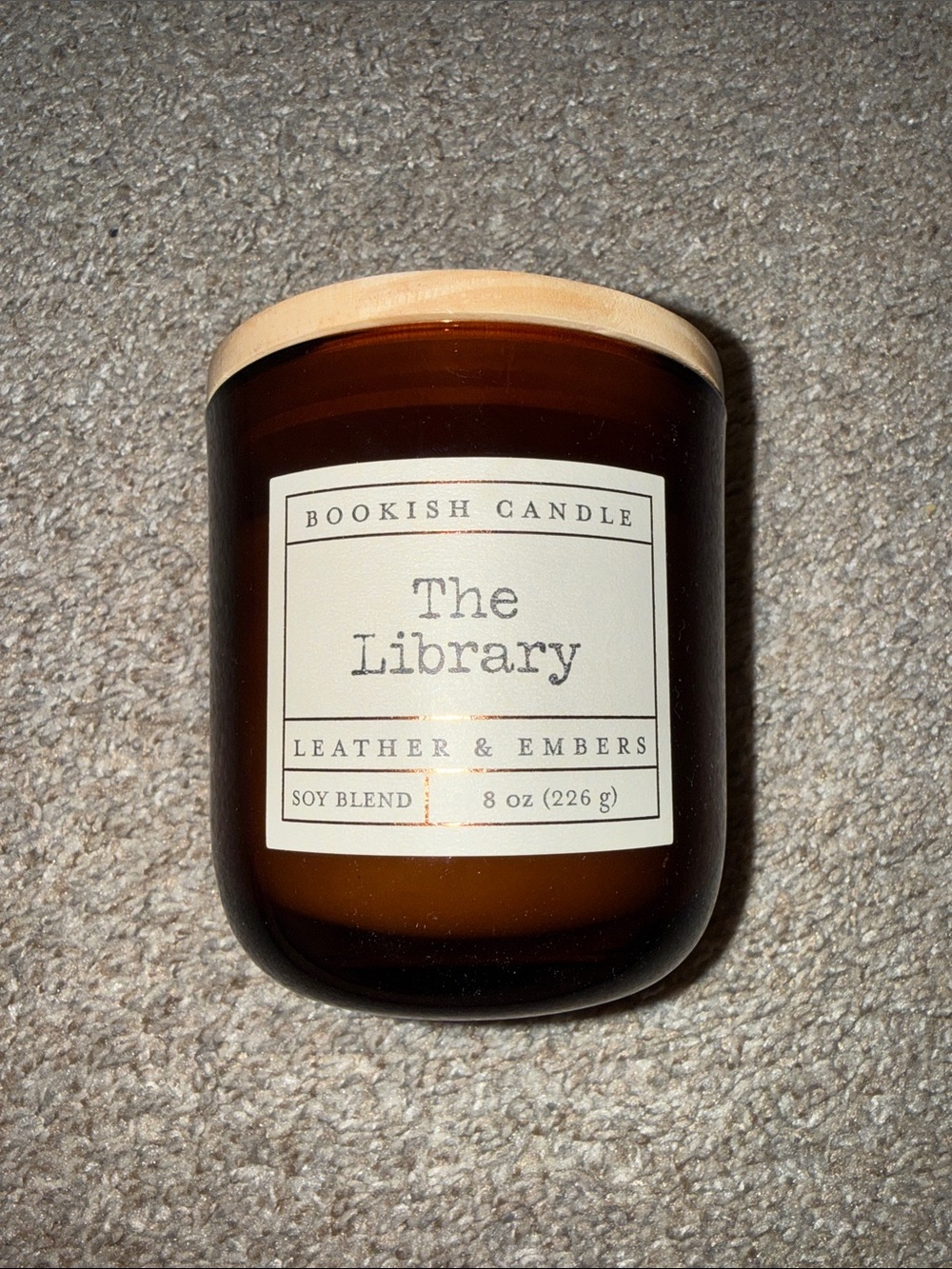 Target Bookish Candle - Amber Brown Glass with Light Wood Lid